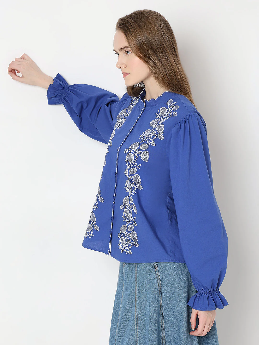 Dark Blue Embroidered Top - Image 3