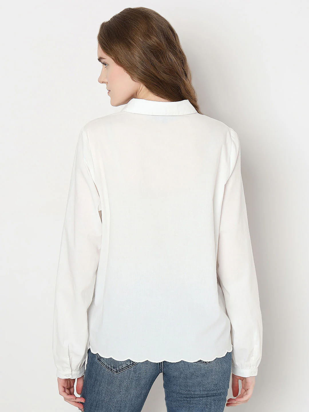 White Cut-Work Cotton Shirt - Image 4