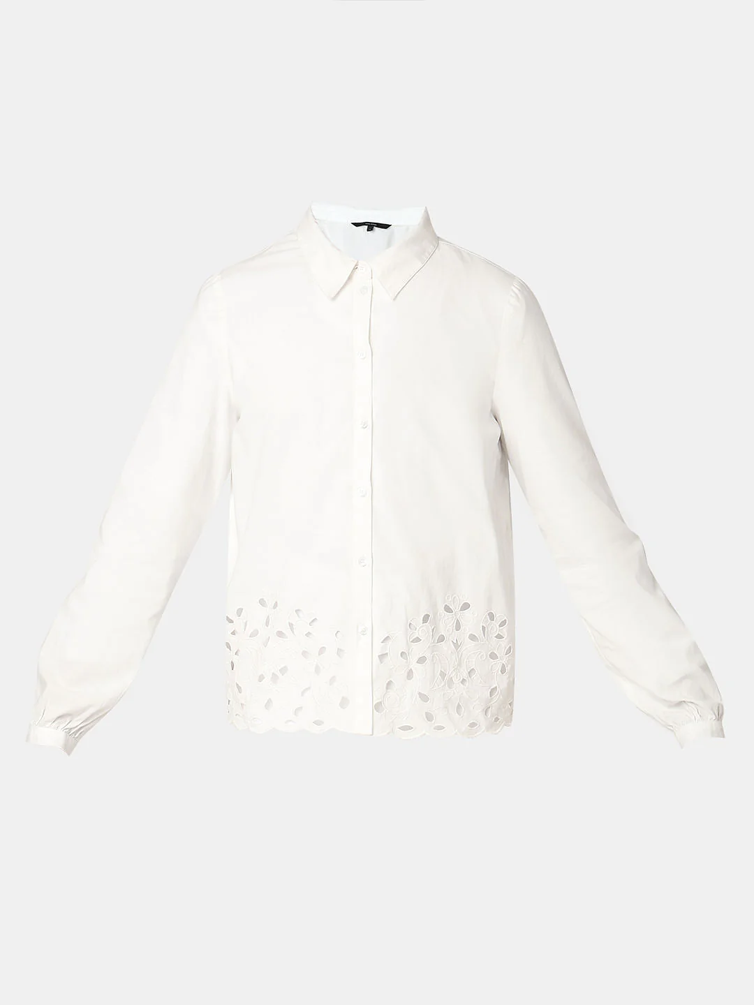 White Cut-Work Cotton Shirt - Image 7