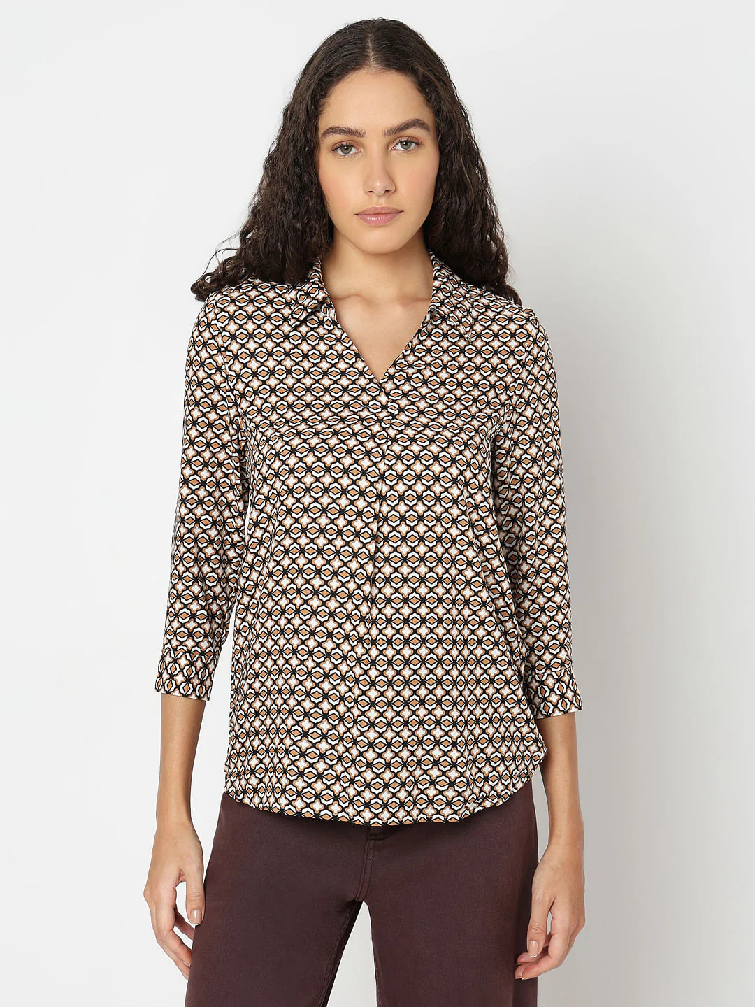 Beige Printed Top - Image 2