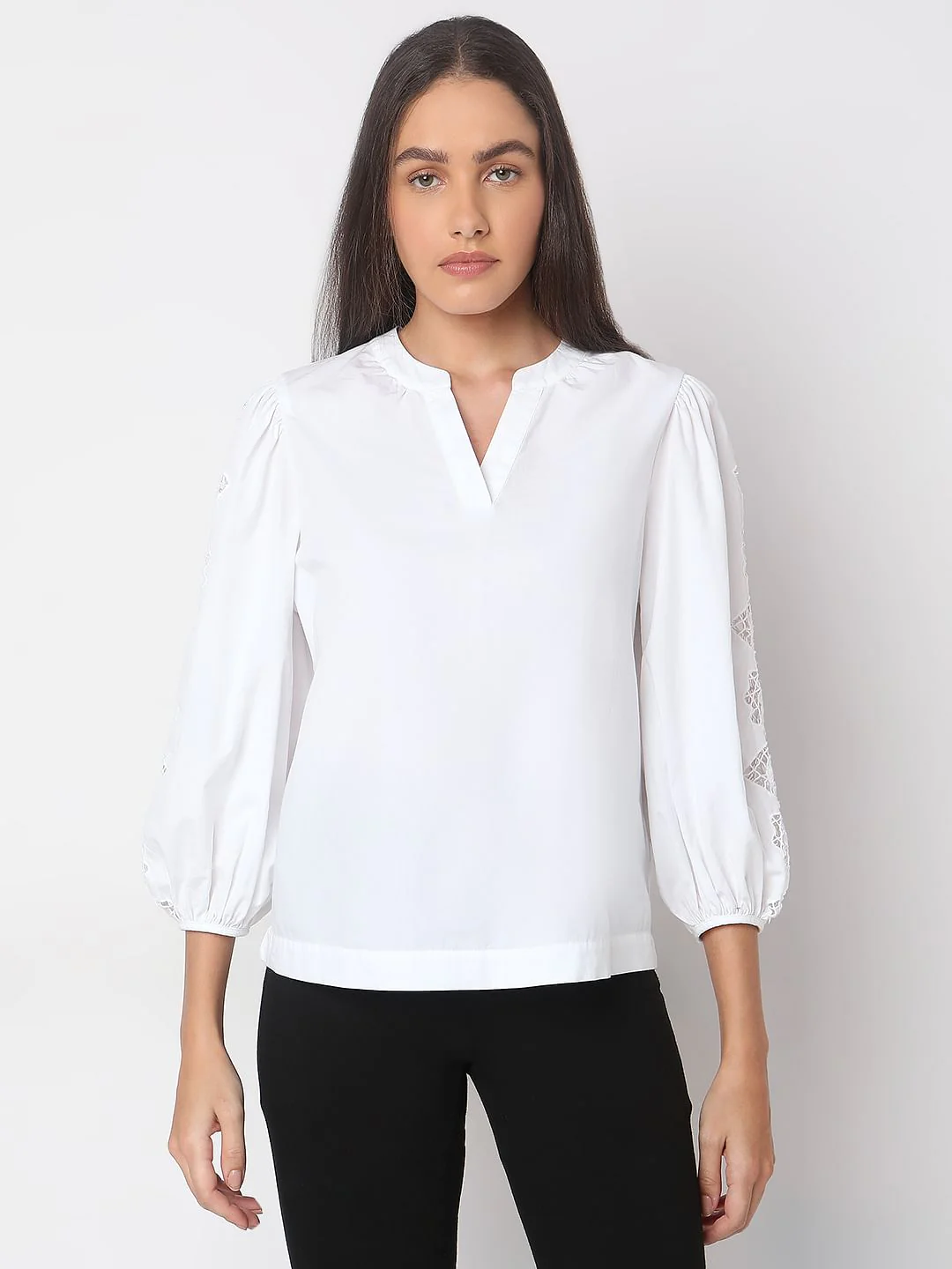 White V-Neck Top - Image 2