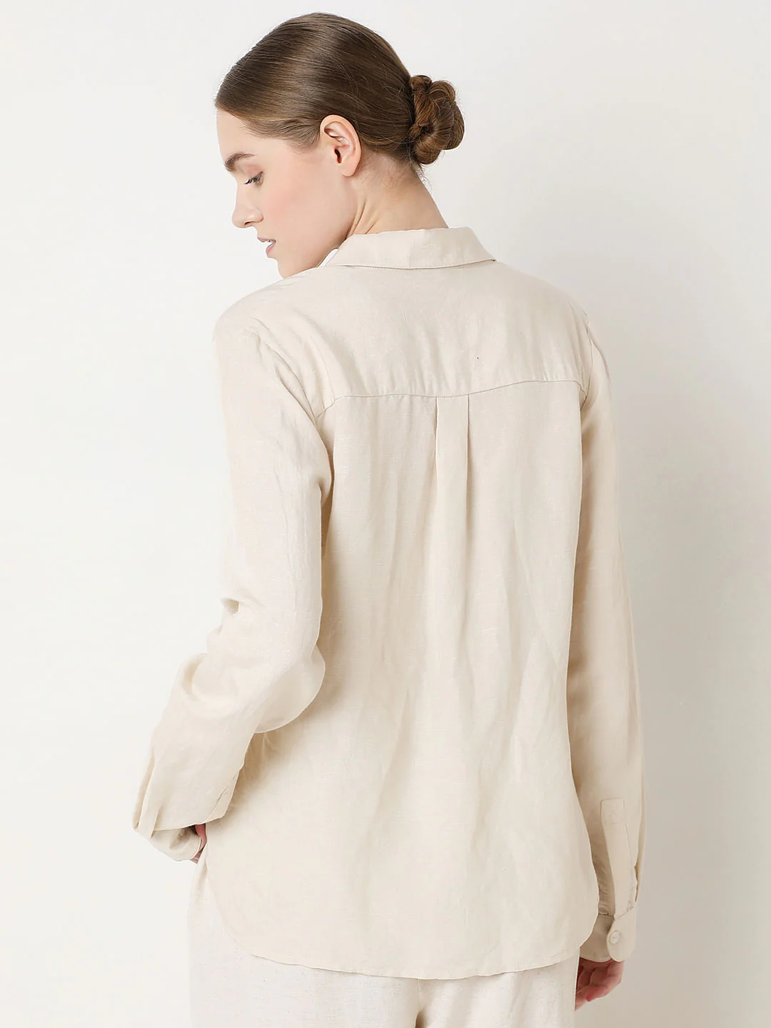 Light Beige Linen Co-Ord Set Shirt - Image 4
