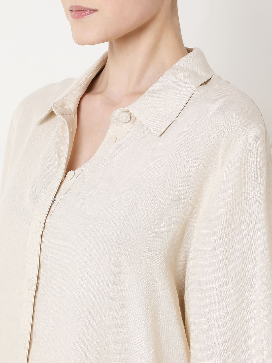 Light Beige Linen Co-Ord Set Shirt - Image 8
