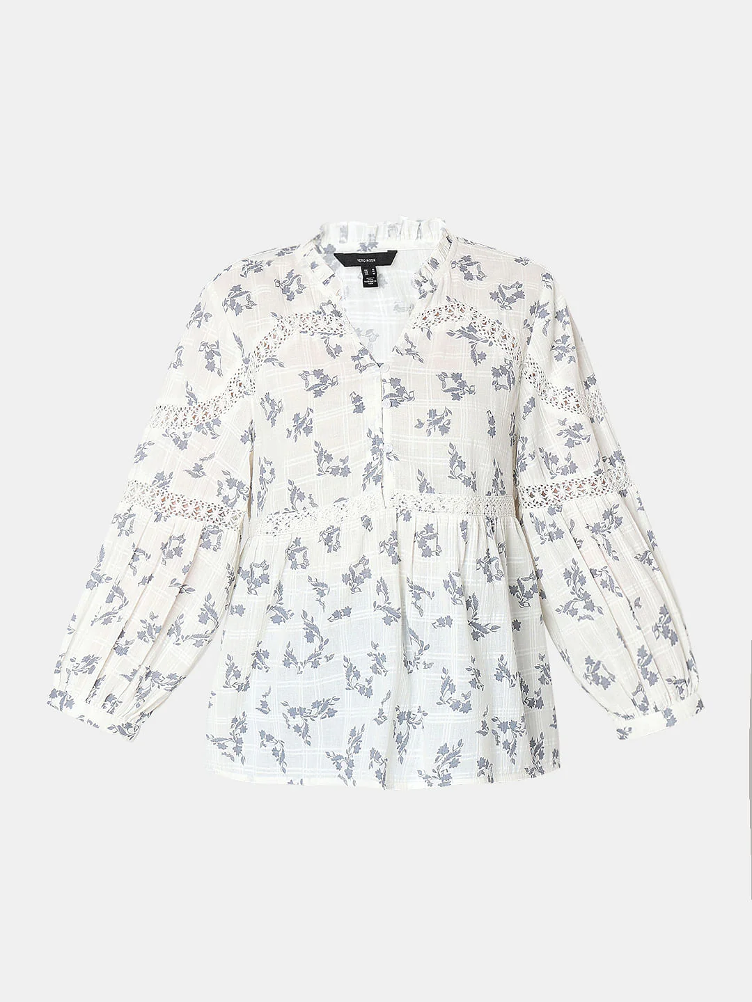 Off-White Floral Peplum Top - Image 7