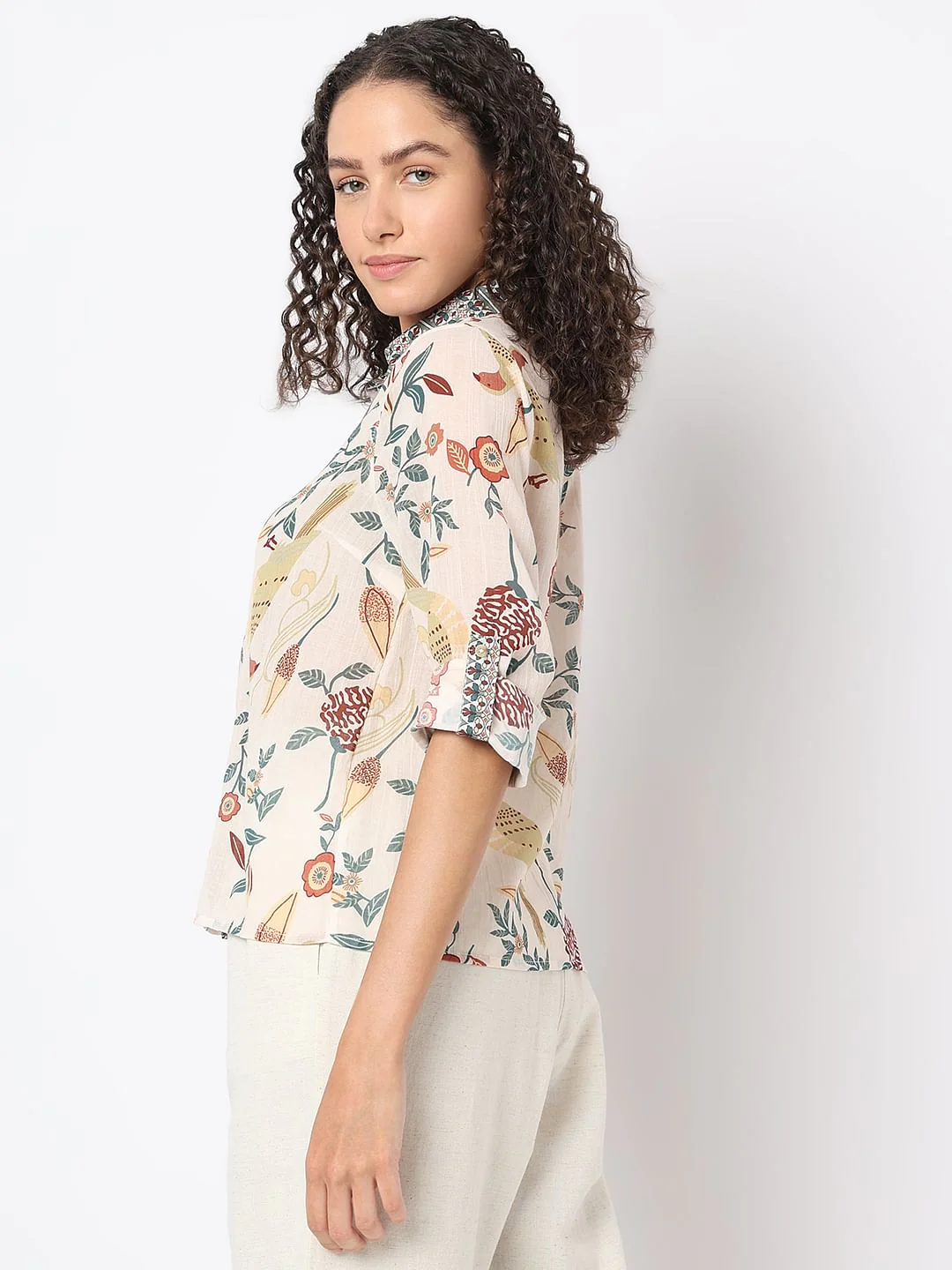 Beige Printed Cotton Shirt - Image 3