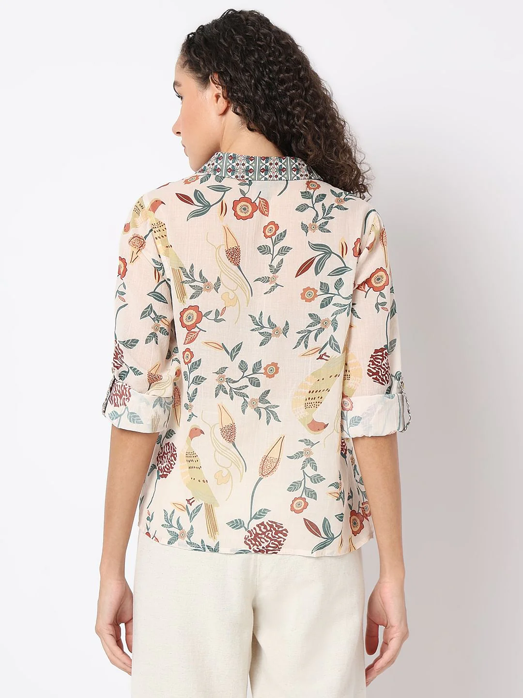 Beige Printed Cotton Shirt - Image 4