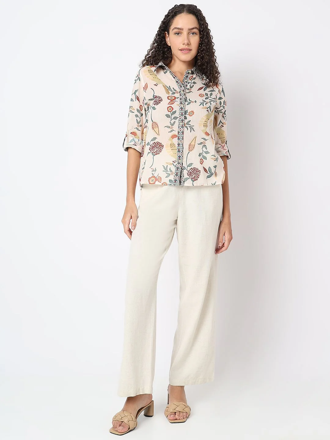 Beige Printed Cotton Shirt - Image 5