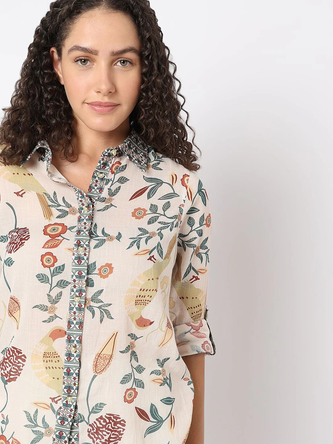Beige Printed Cotton Shirt - Image 6