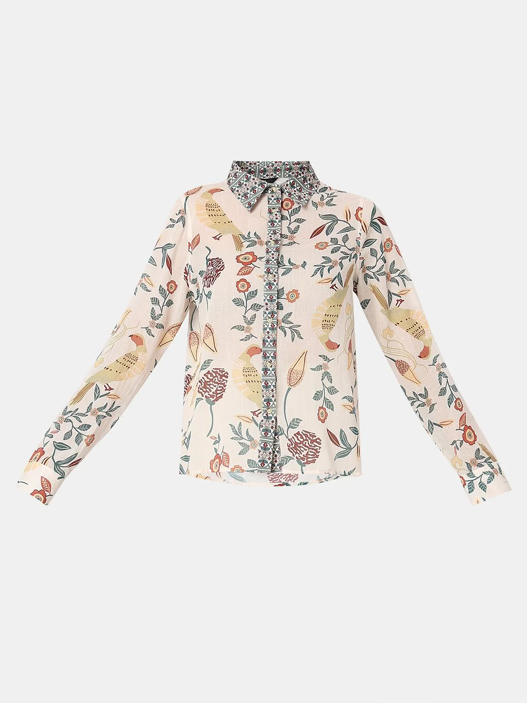 Beige Printed Cotton Shirt - Image 7