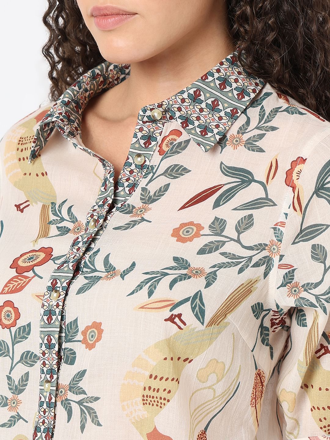 Beige Printed Cotton Shirt - Image 8