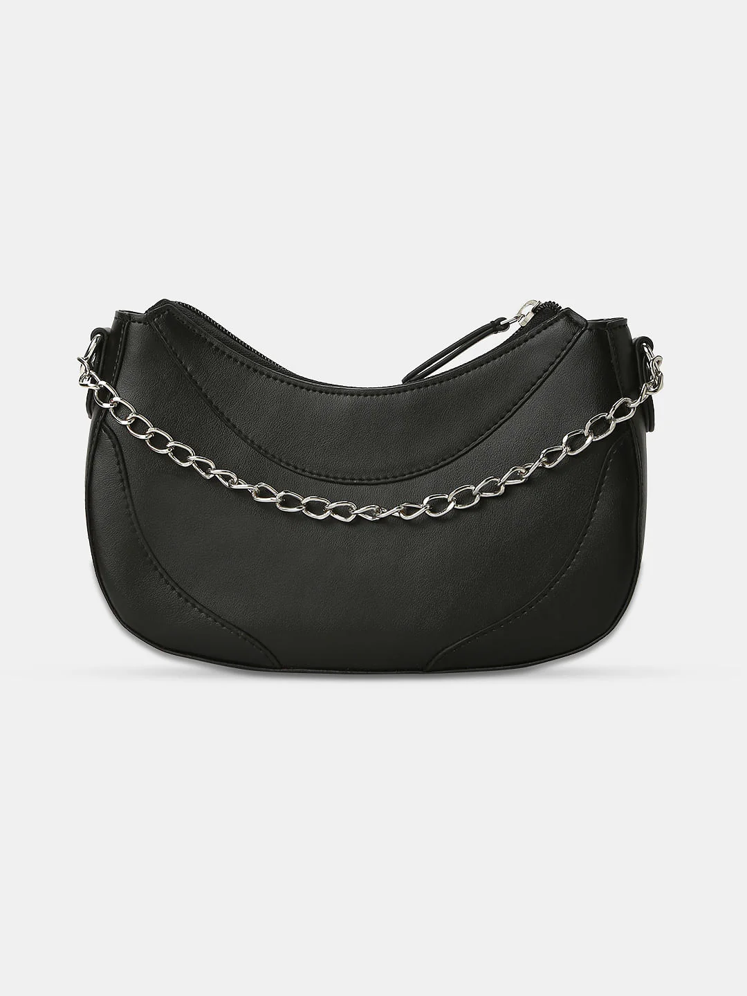 Black Chain Detail Hobo Bag - Image 2
