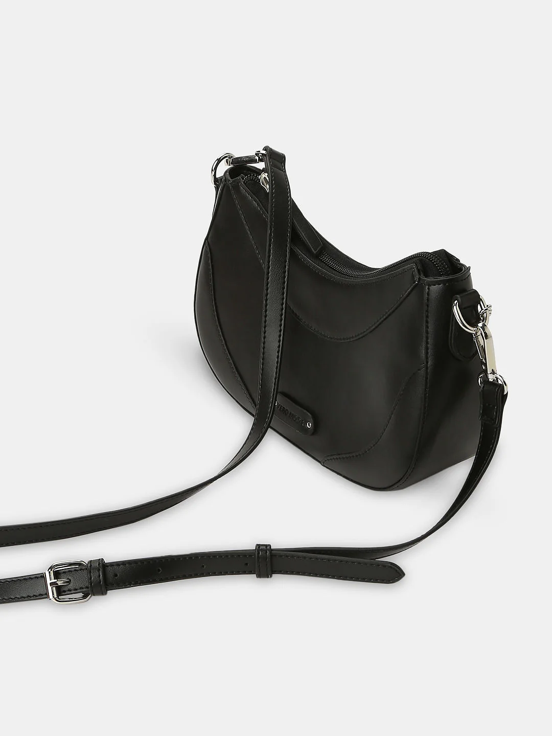 Black Chain Detail Hobo Bag - Image 5