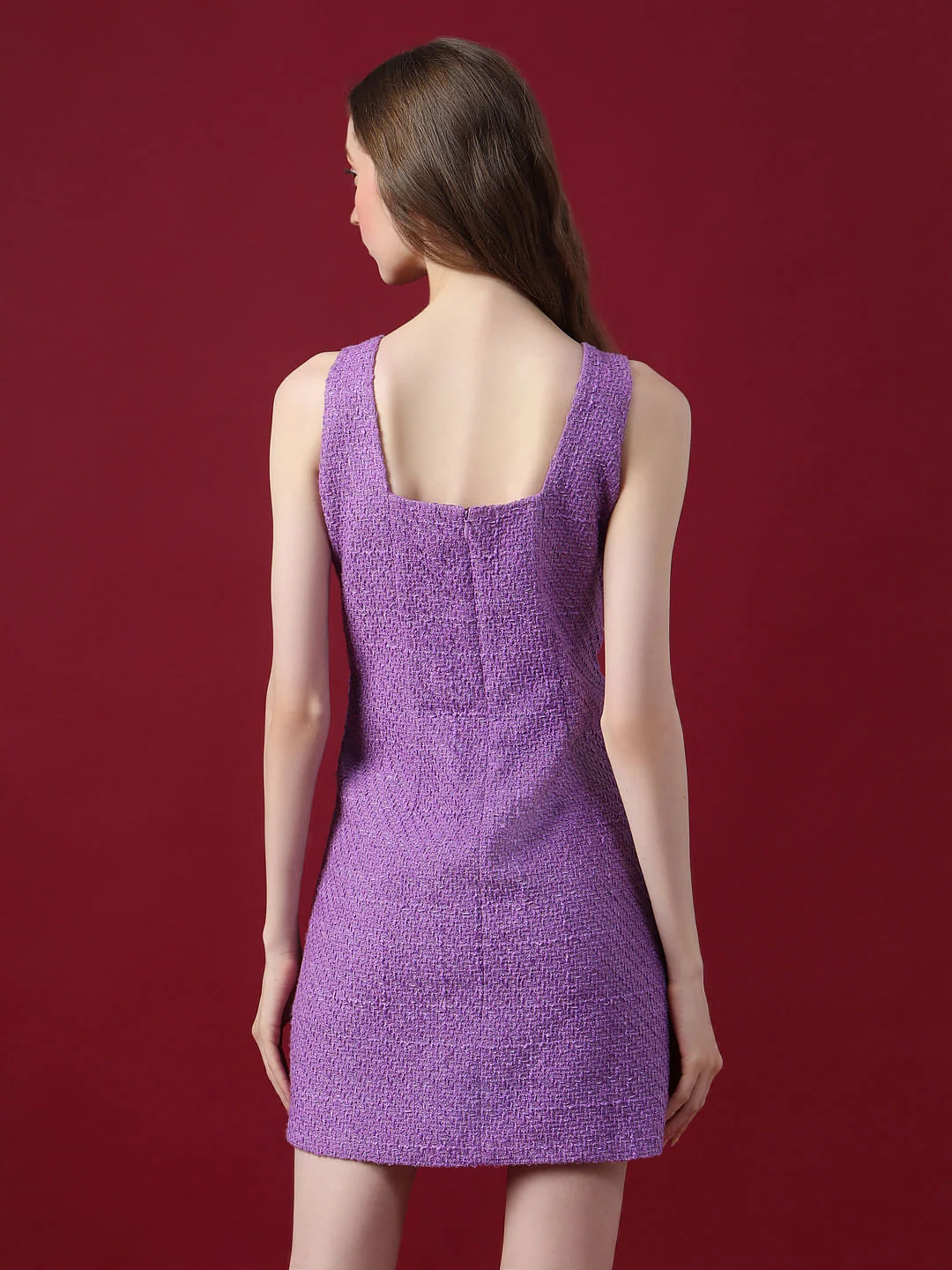 Marquee Purple Tweed Mini Dress - Image 4