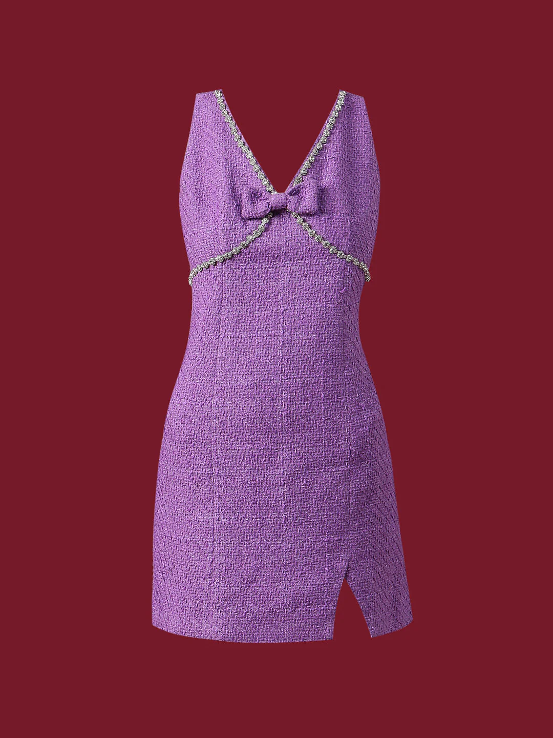 Marquee Purple Tweed Mini Dress - Image 7