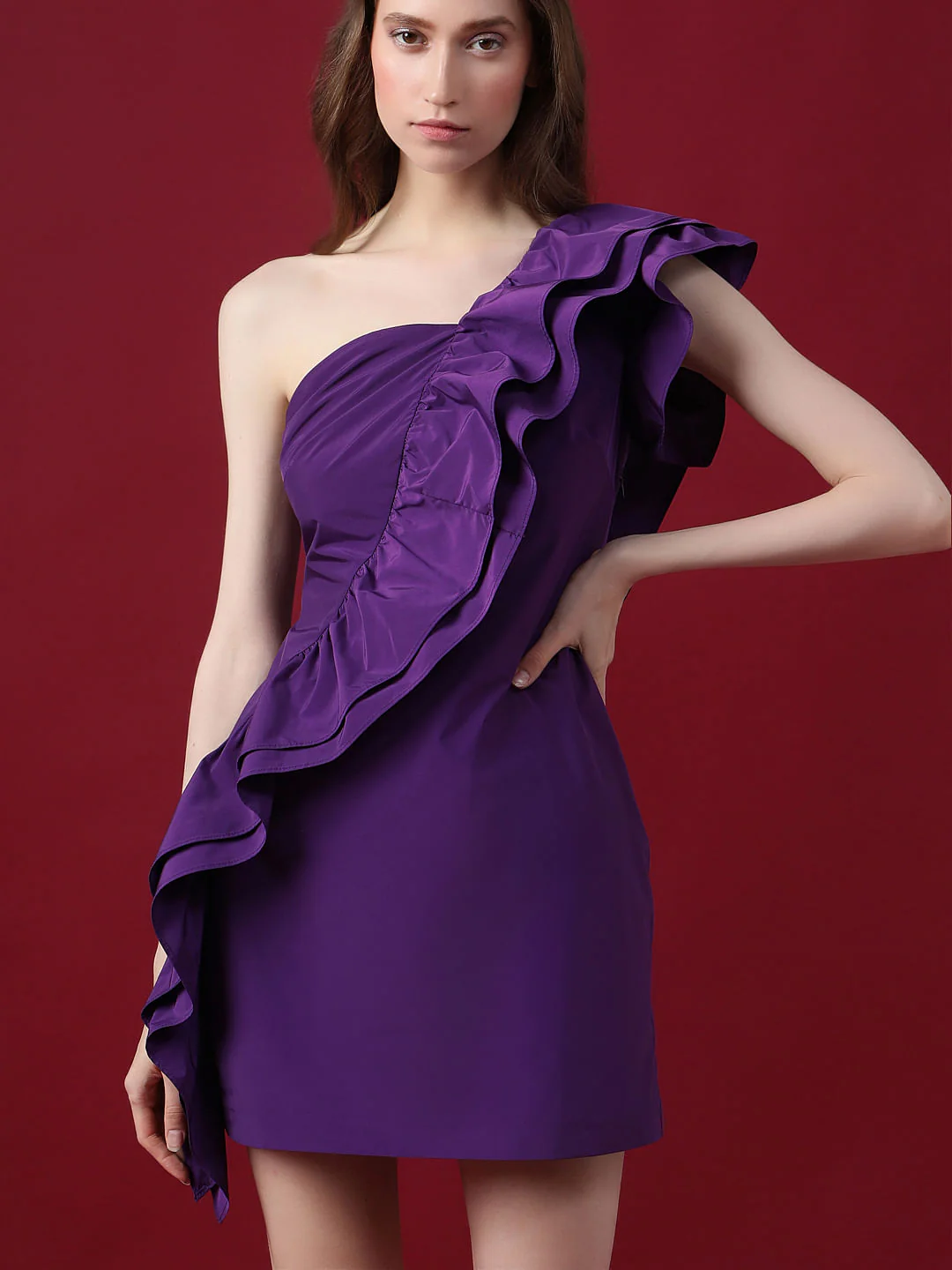 Marquee Purple One-Shoulder Mini Dress - Image 6