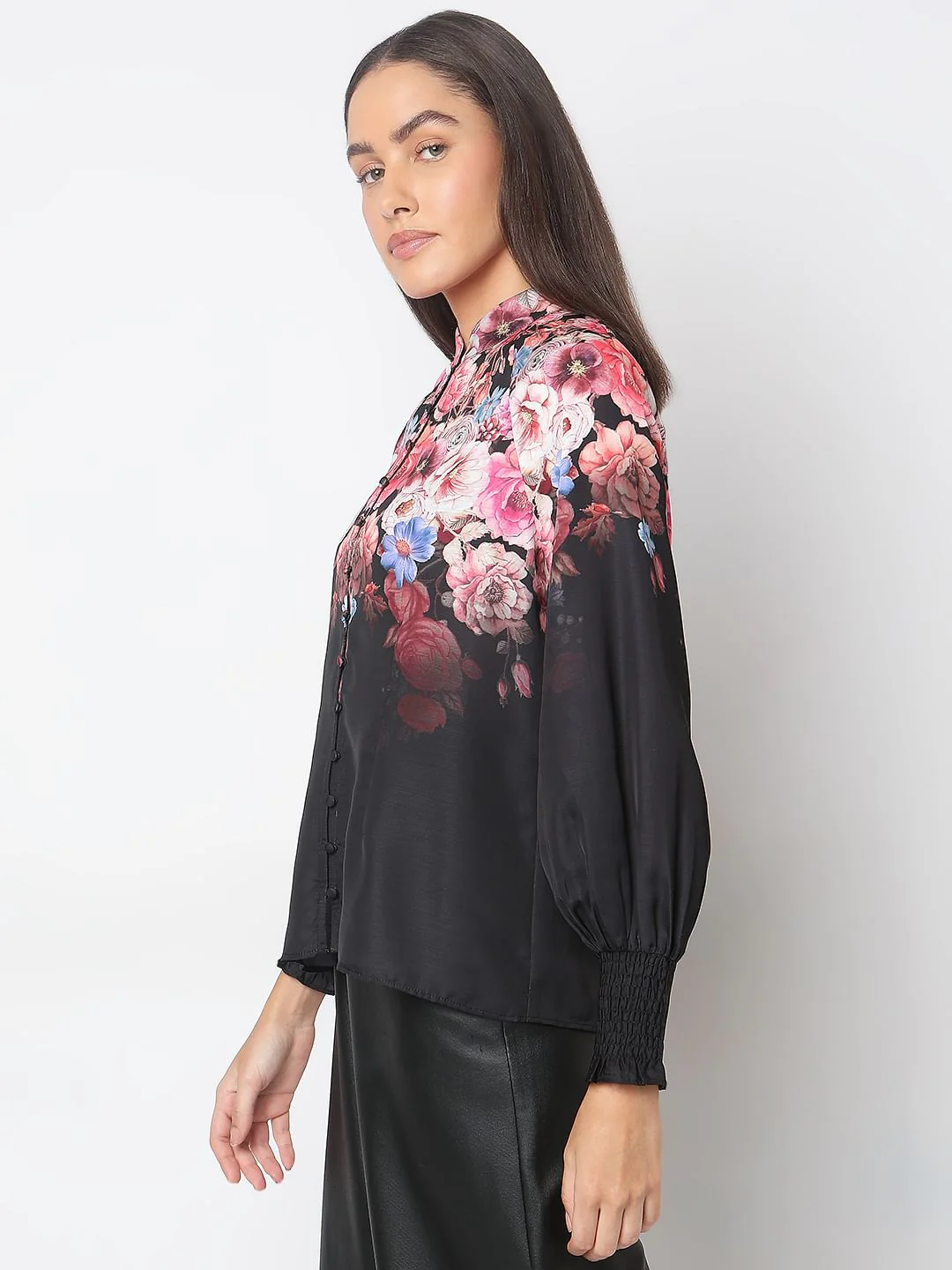 Black Floral Print Top - Image 3
