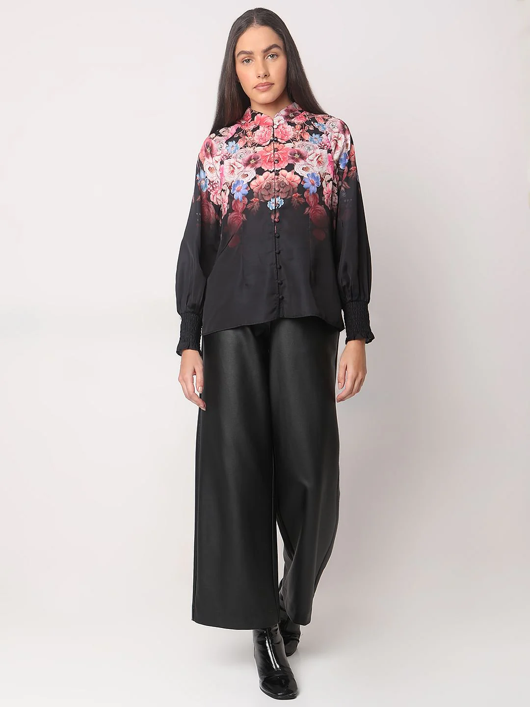 Black Floral Print Top - Image 5