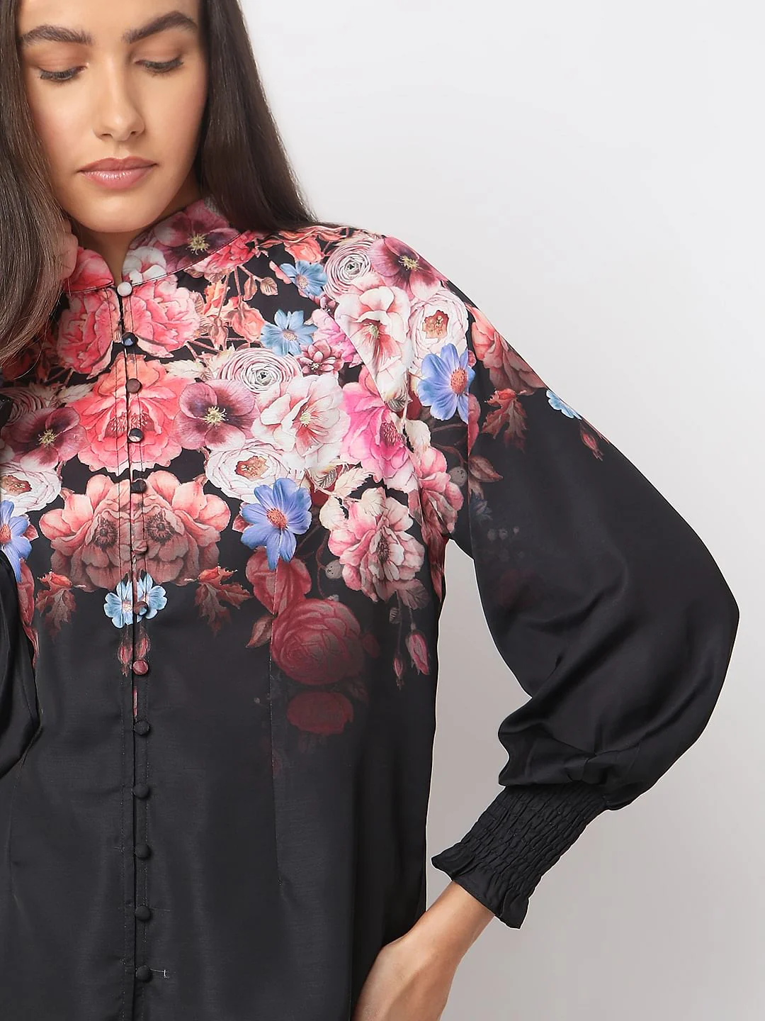 Black Floral Print Top - Image 6