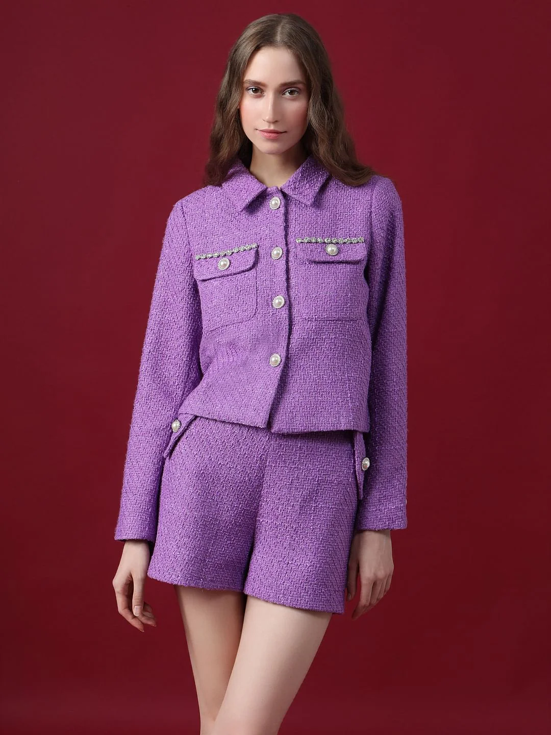 Marquee Purple Tweed Co-Ord Set Jacket - Image 2