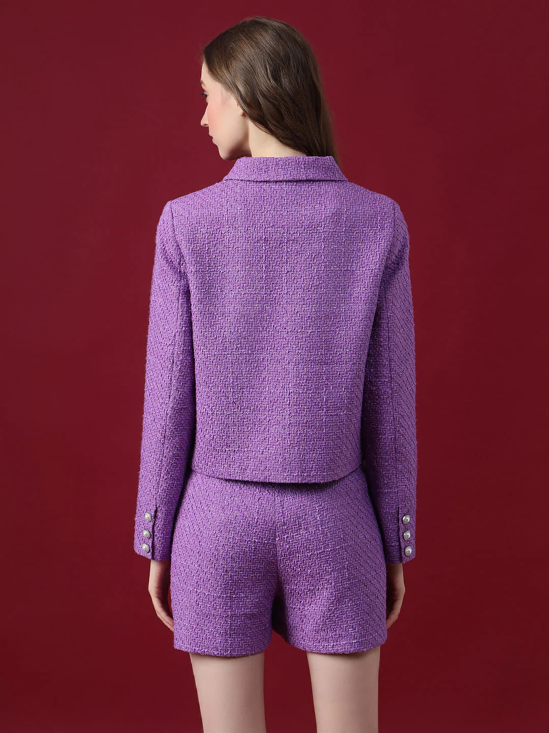 Marquee Purple Tweed Co-Ord Set Jacket - Image 4