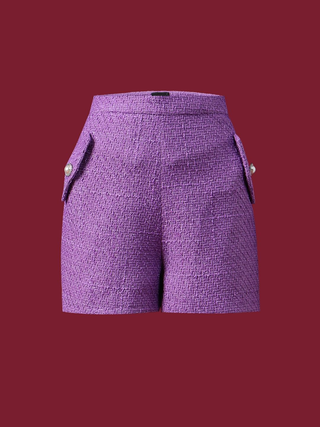 Marquee Purple Tweed Co-Ord Set Shorts - Image 7