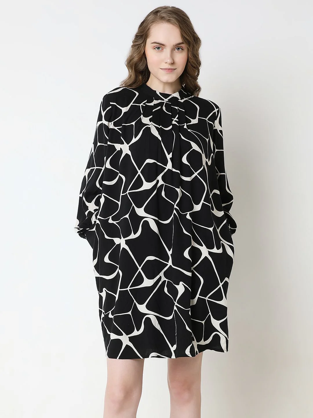 Black Abstract Print Dress - Image 2