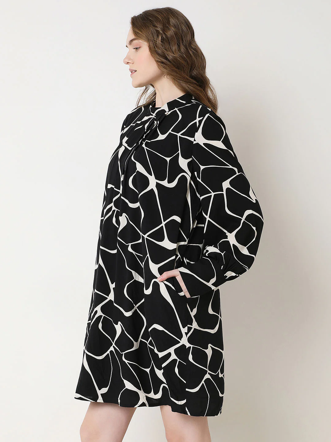 Black Abstract Print Dress - Image 3