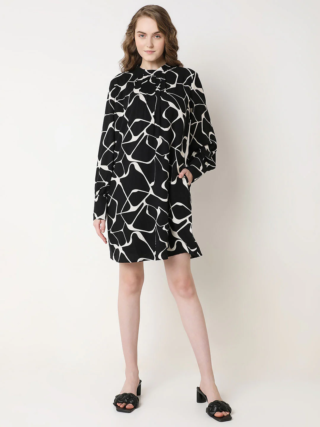 Black Abstract Print Dress - Image 5