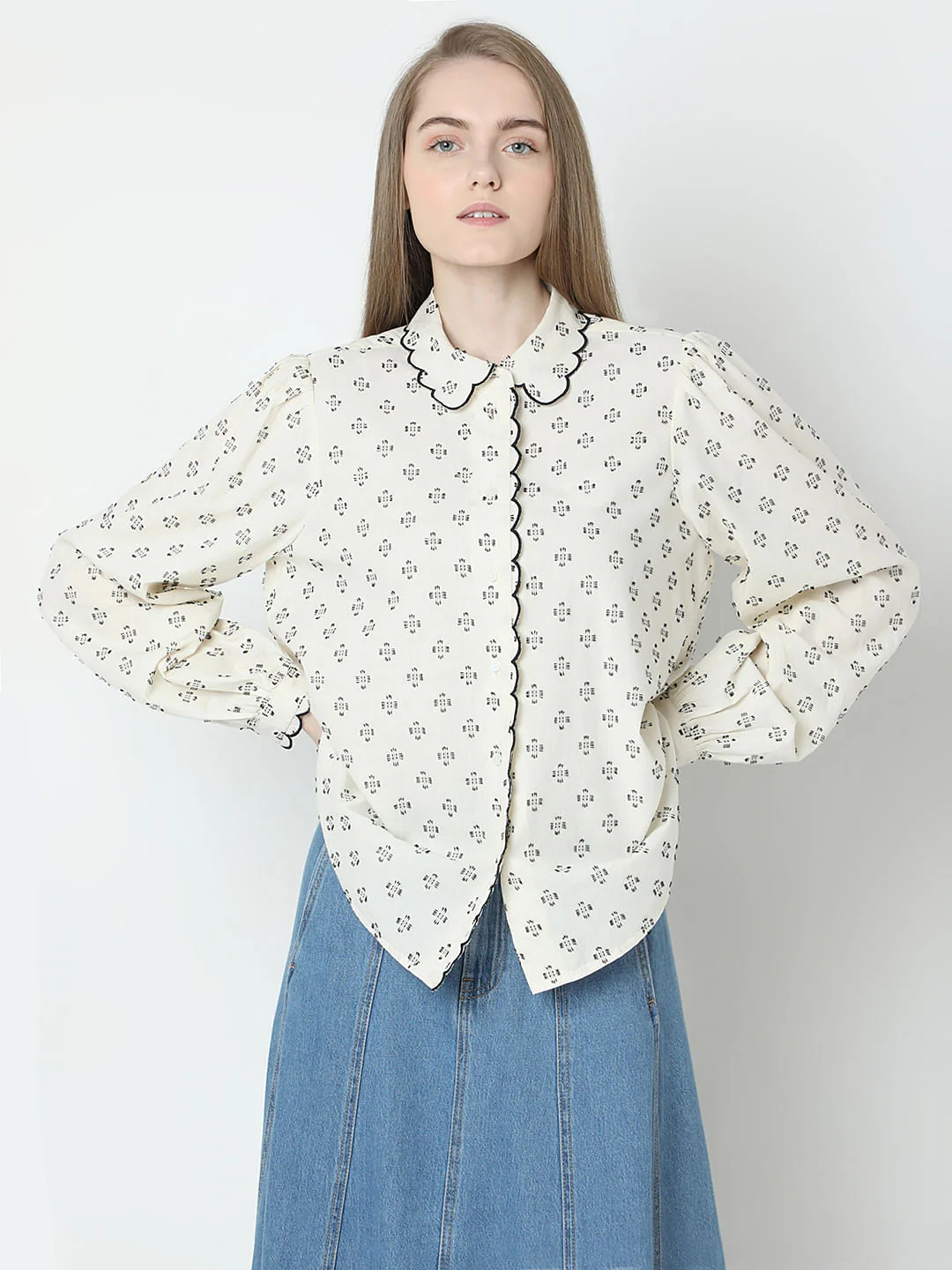 Beige Printed Shirt - Image 2