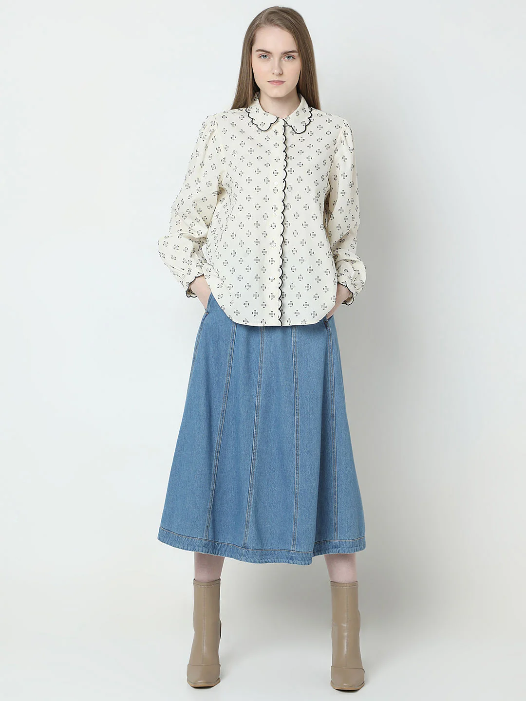 Beige Printed Shirt - Image 5
