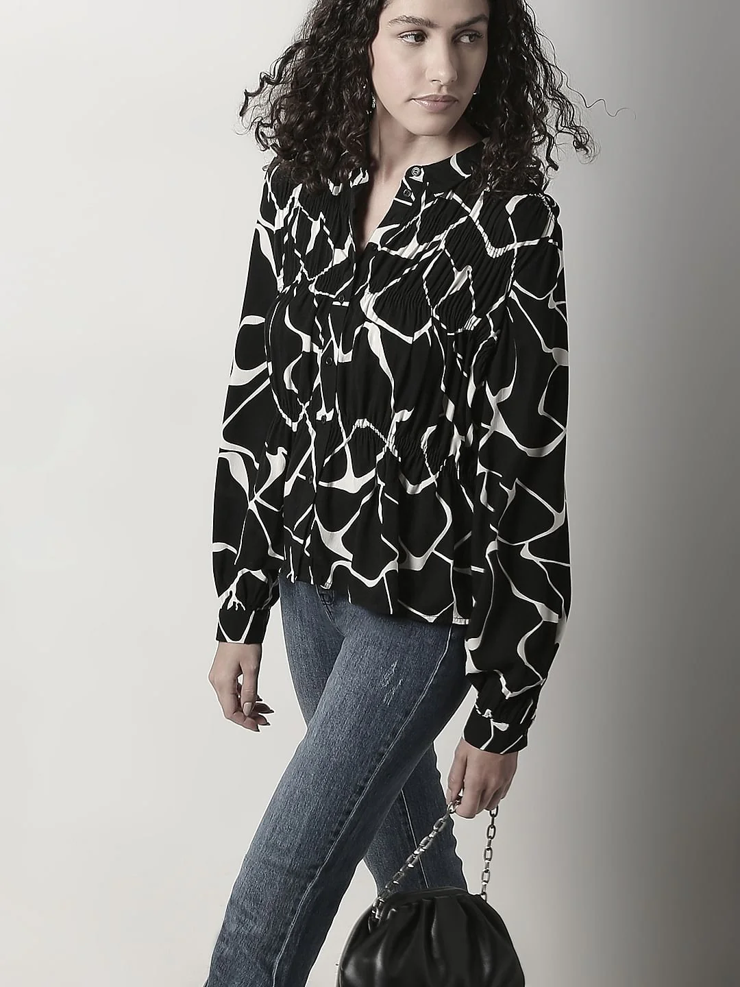 Black Abstract Print Shirt