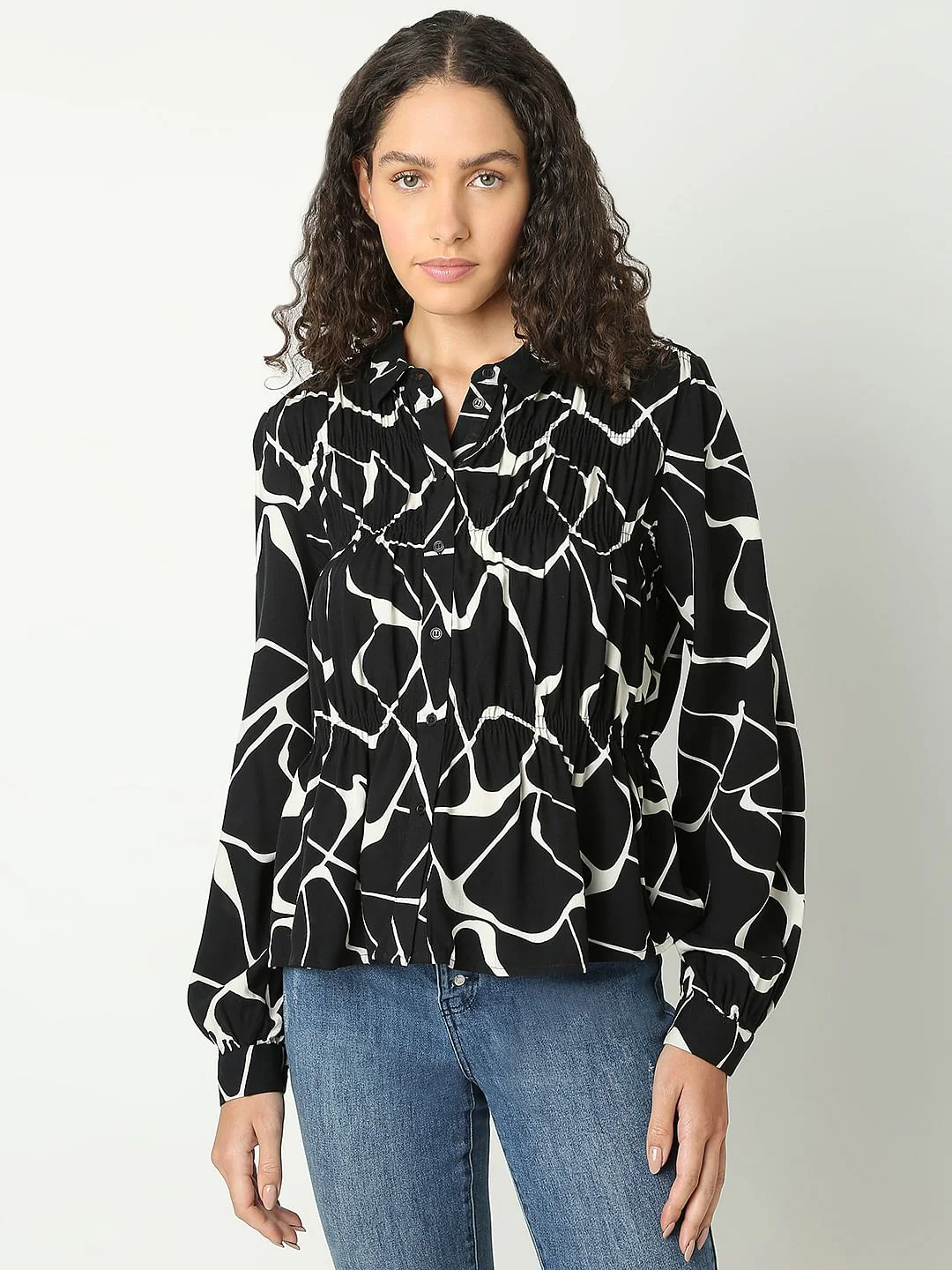 Black Abstract Print Shirt - Image 2