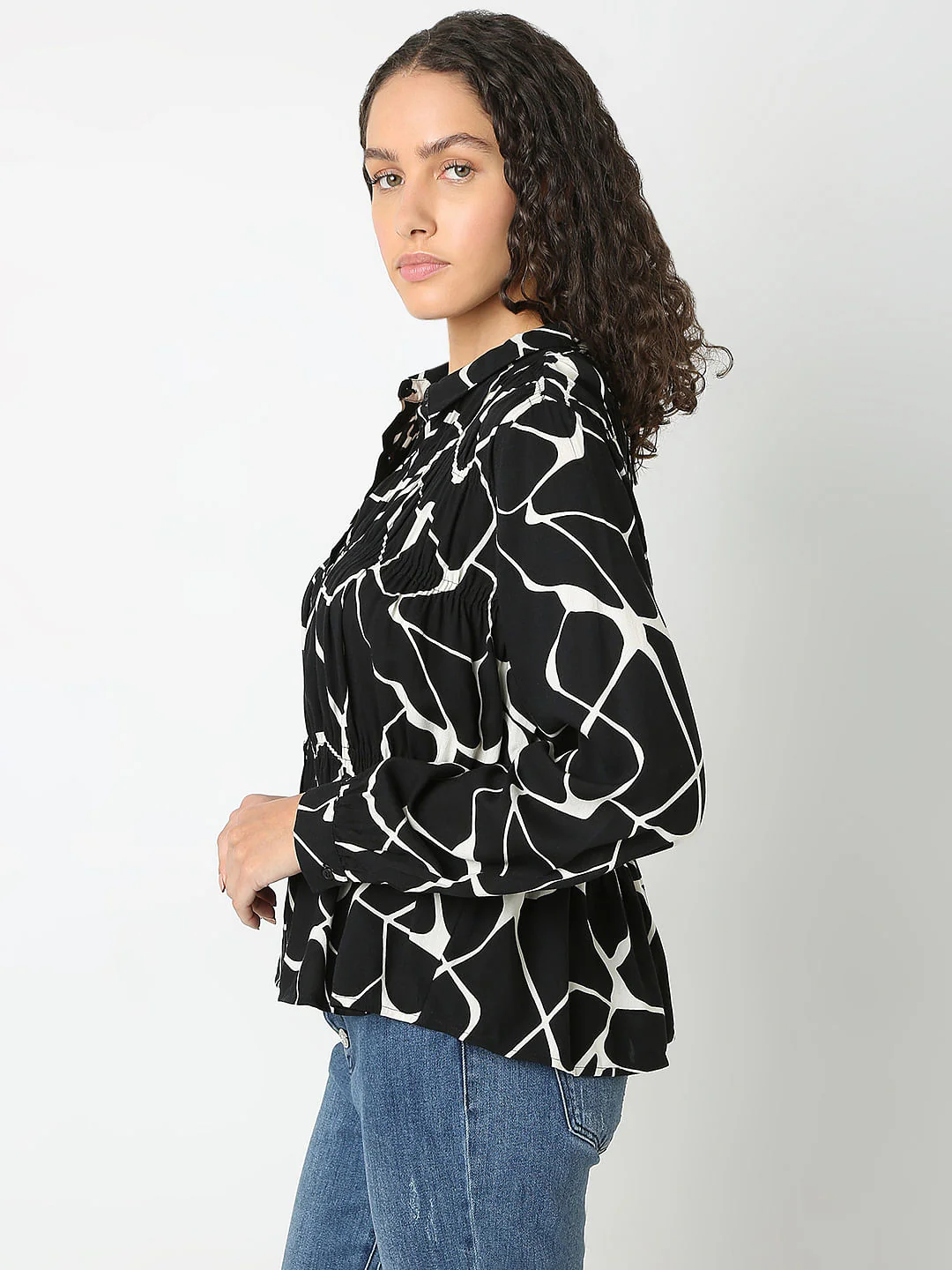 Black Abstract Print Shirt - Image 3