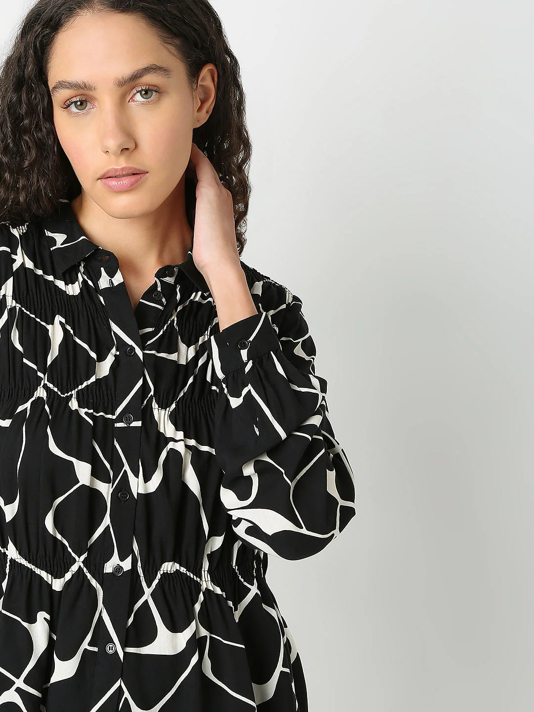 Black Abstract Print Shirt - Image 6