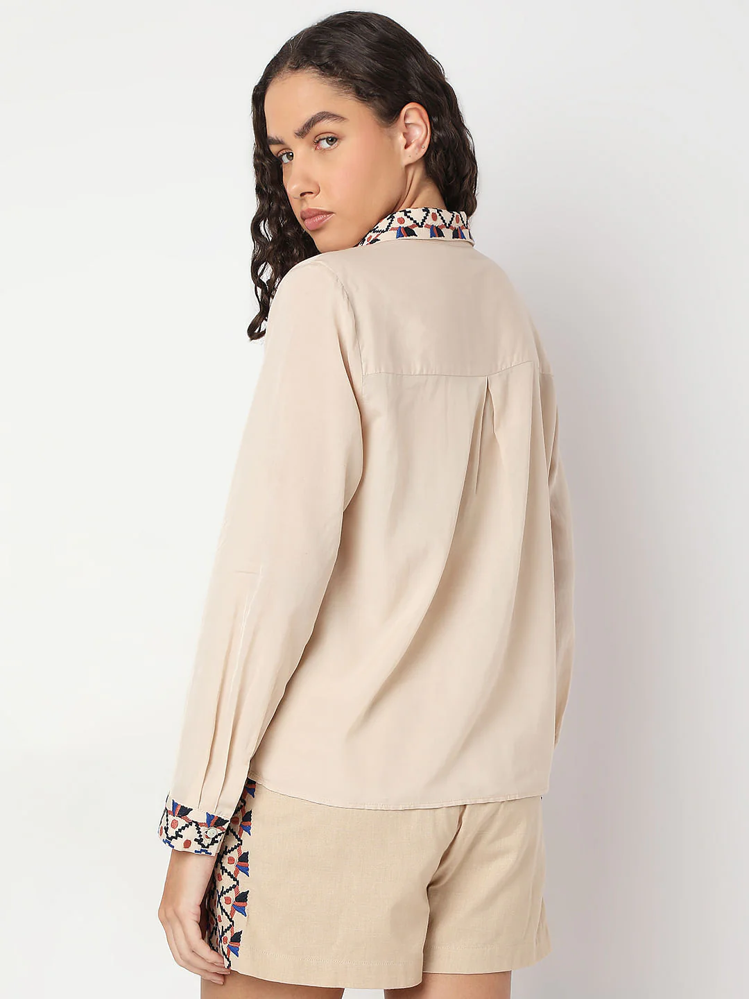 Beige Printed Co-Ord Set Shirt - Image 4