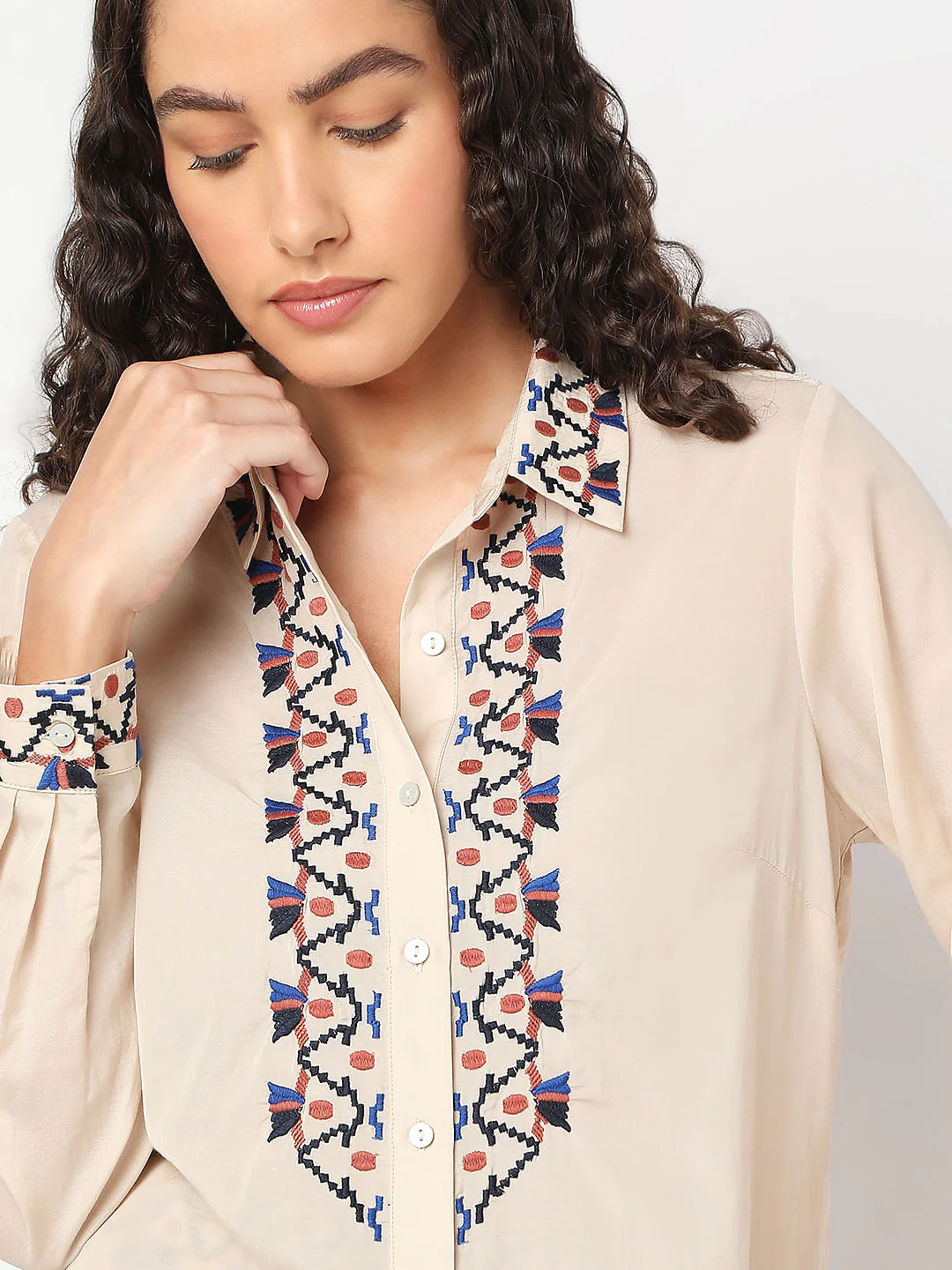 Beige Printed Co-Ord Set Shirt - Image 6