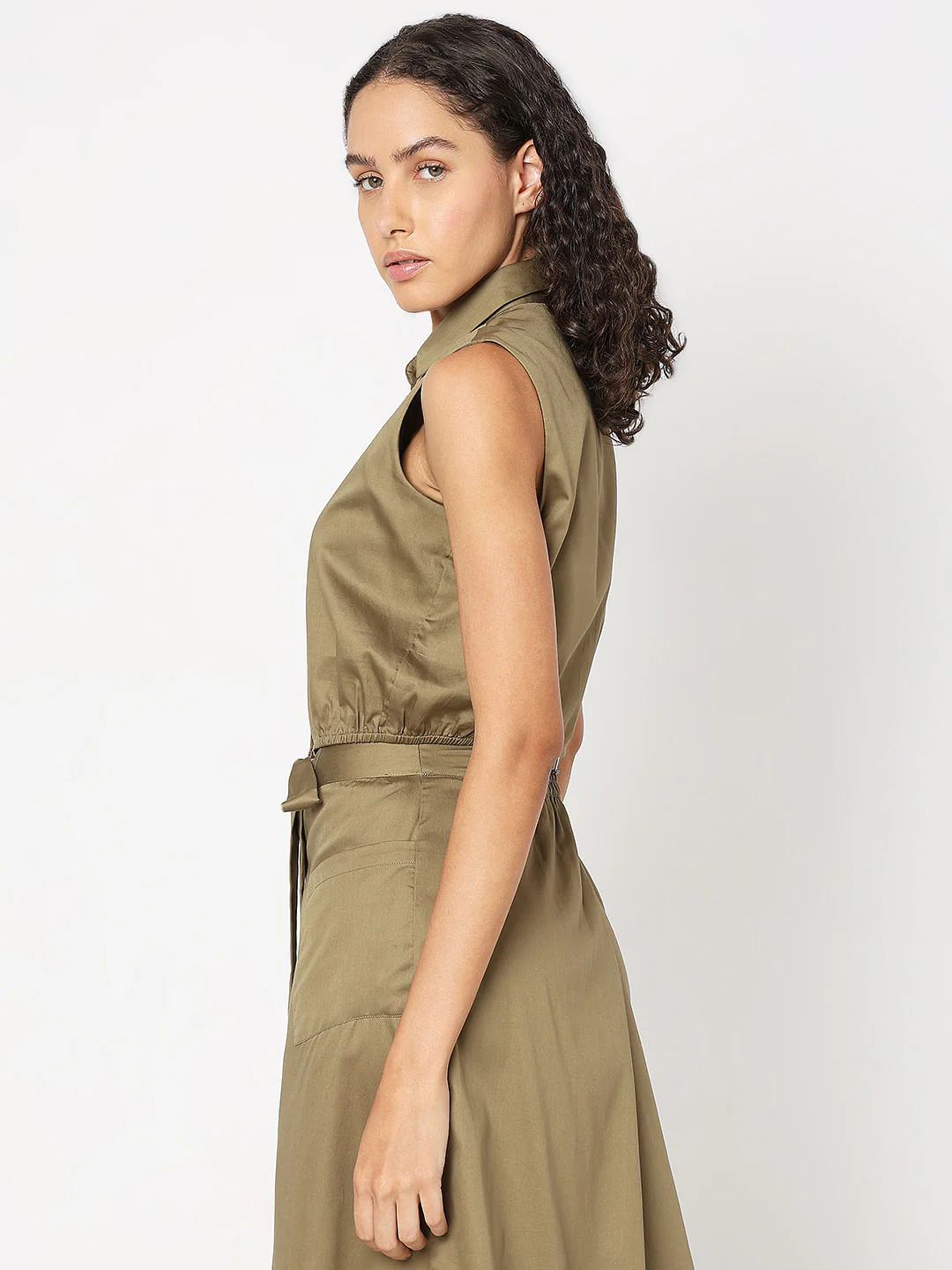 Green Sleeveless Co-Ord Set Shirt - Image 3