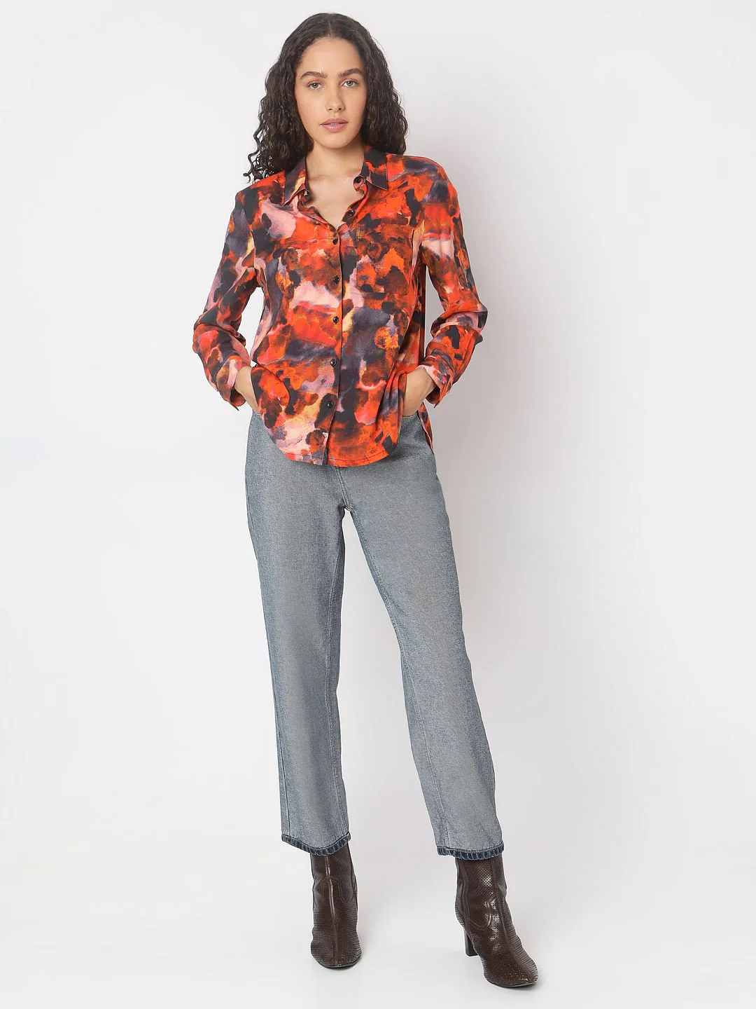 Orange Floral Print Shirt - Image 5
