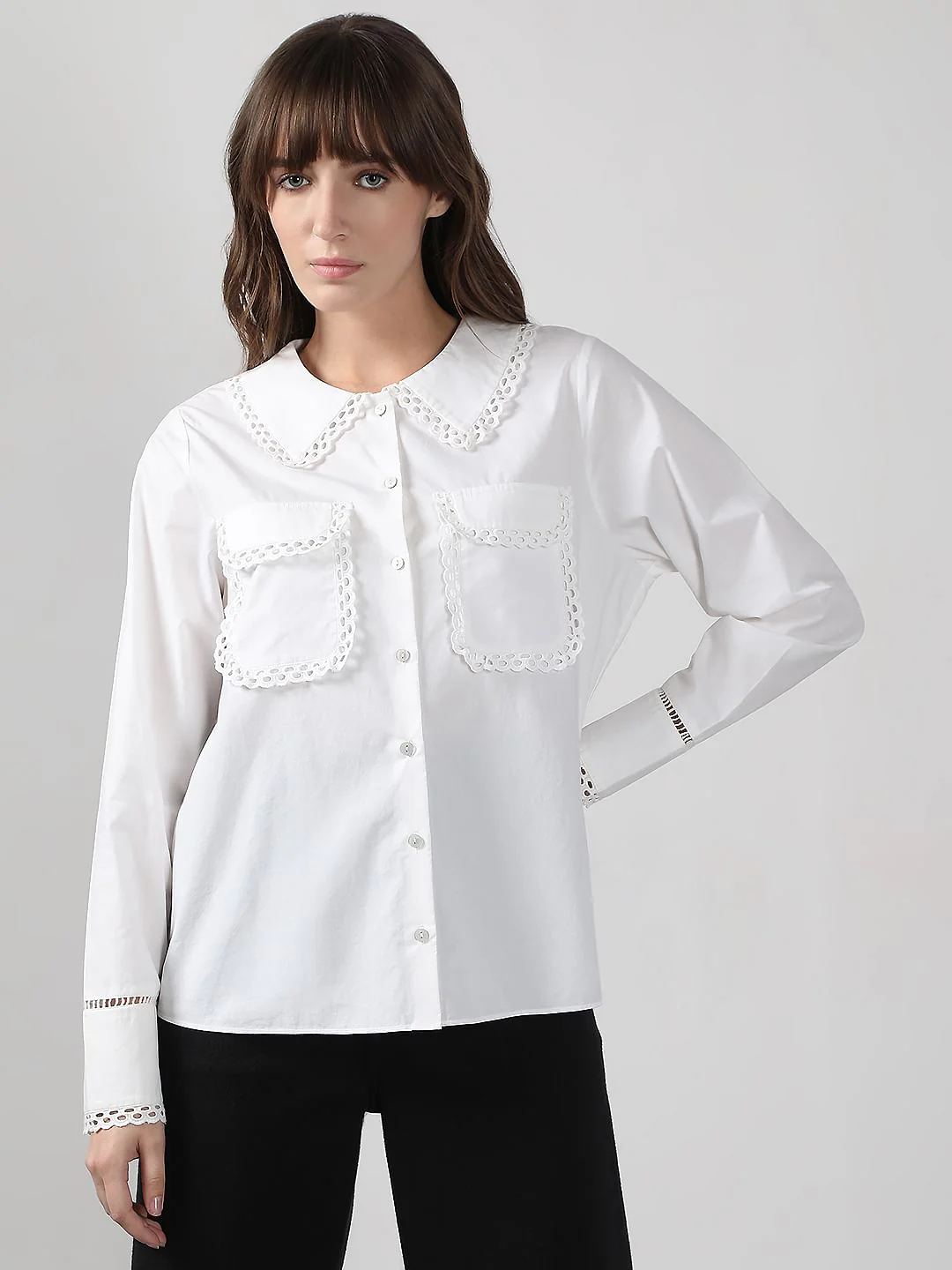 Off-White Lace Cotton Shirt - Image 2