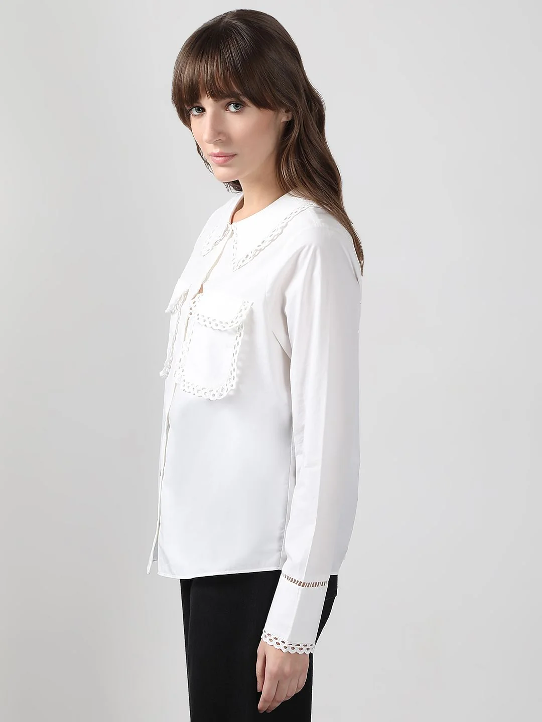 Off-White Lace Cotton Shirt - Image 3