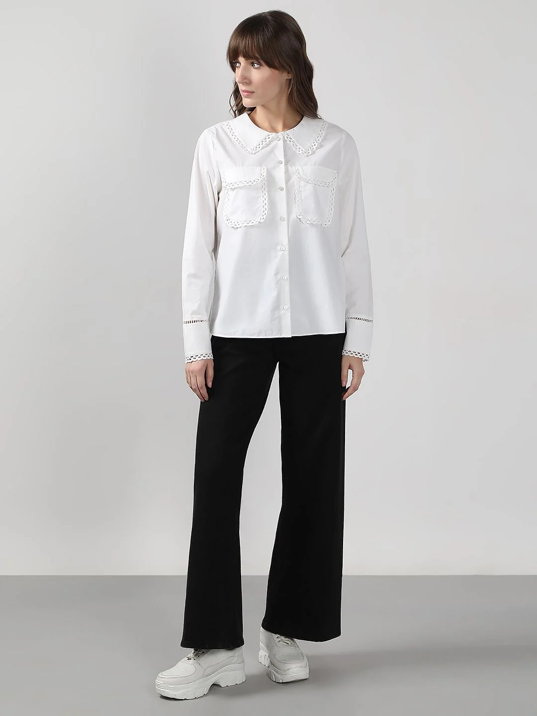 Off-White Lace Cotton Shirt - Image 5