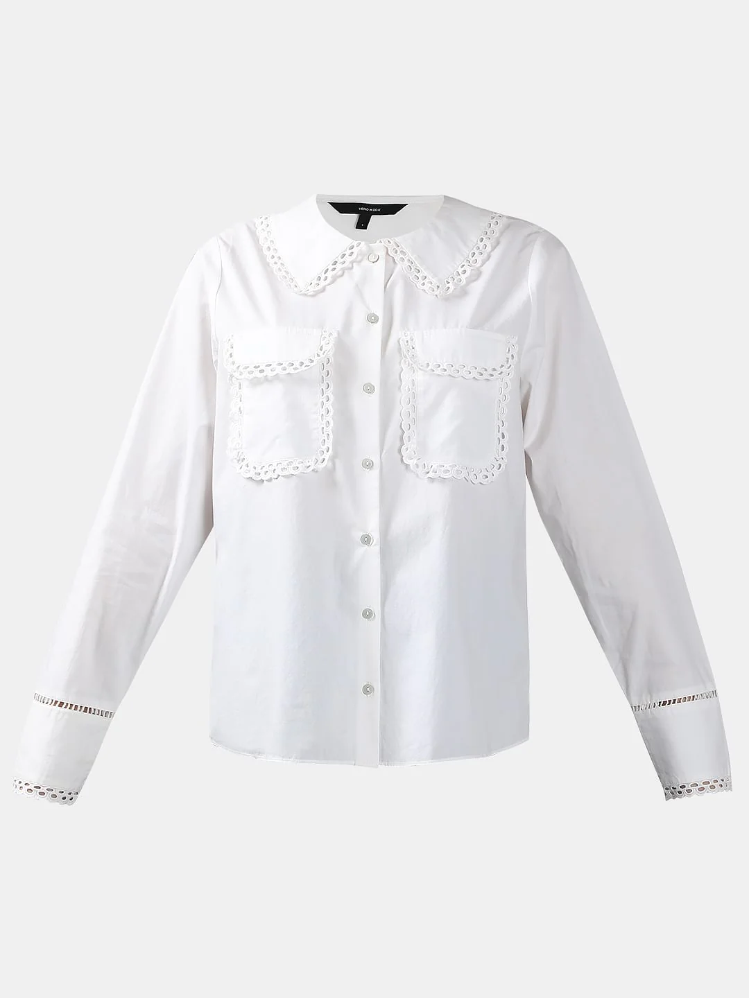 Off-White Lace Cotton Shirt - Image 7