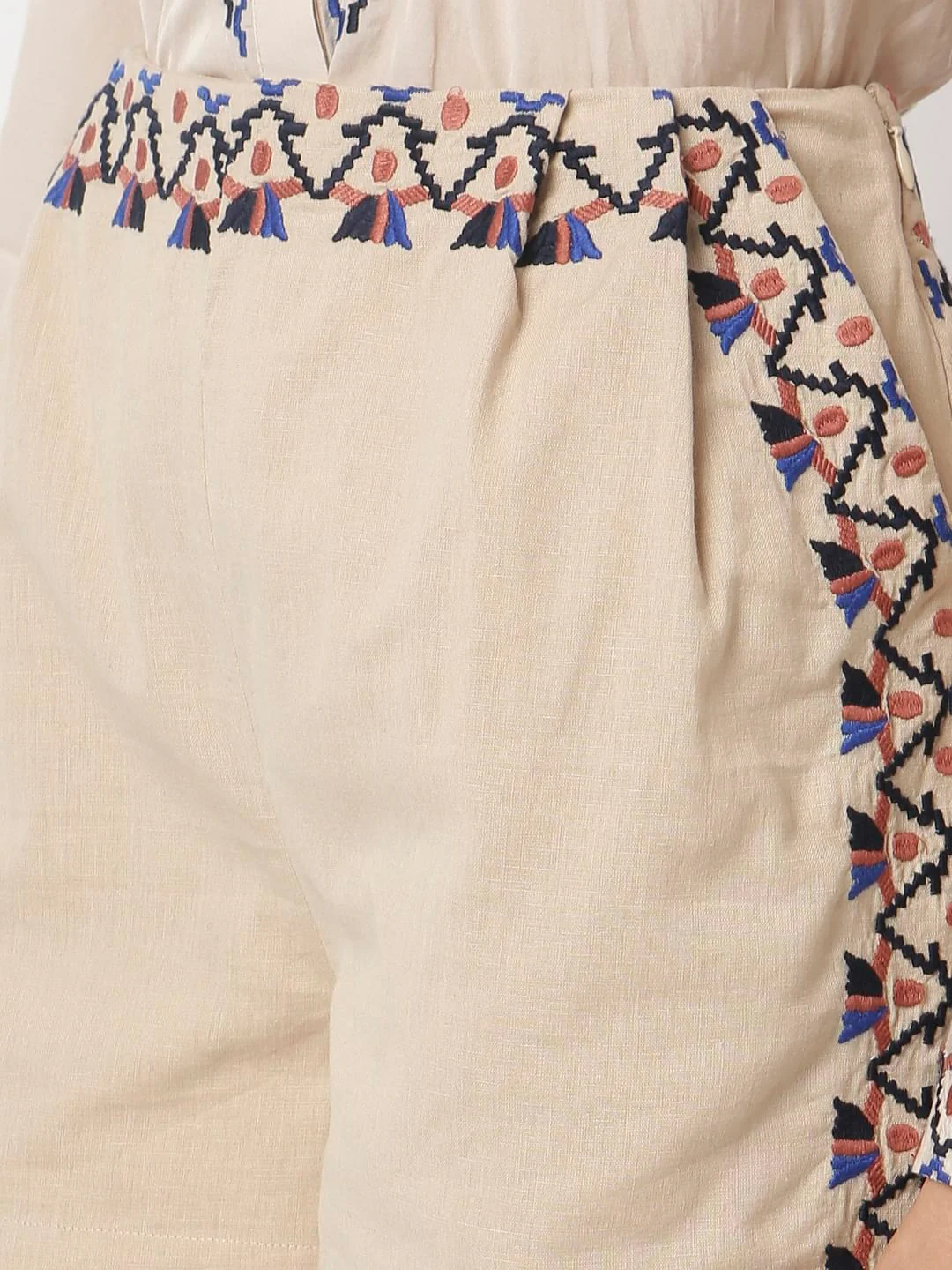 Beige Printed Co-Ord Set Shorts - Image 8