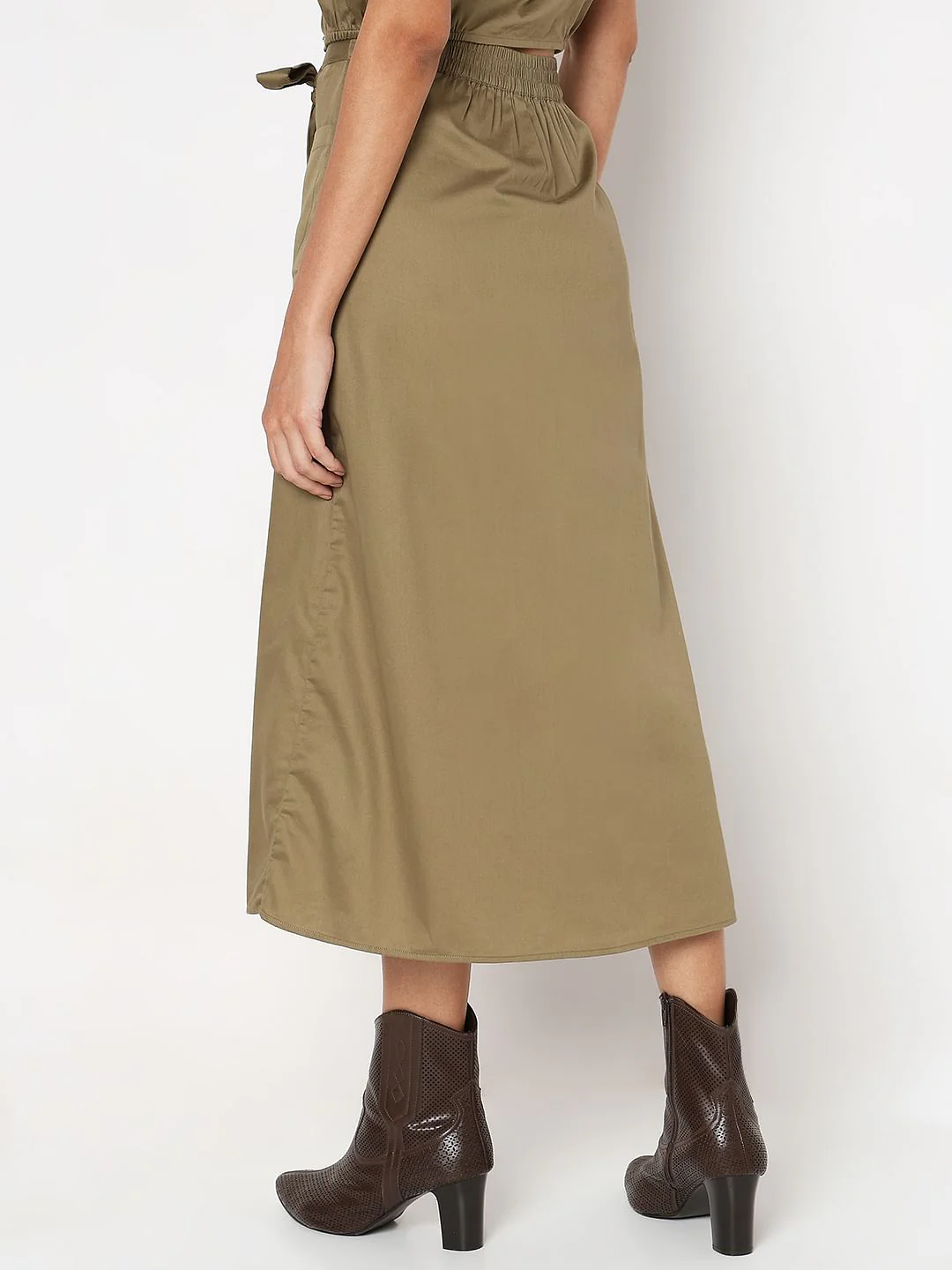 Green High Rise Midi Skirt - Image 4