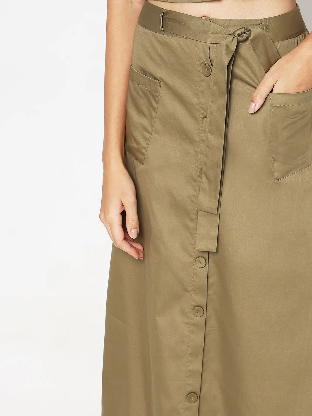 Green High Rise Midi Skirt - Image 6
