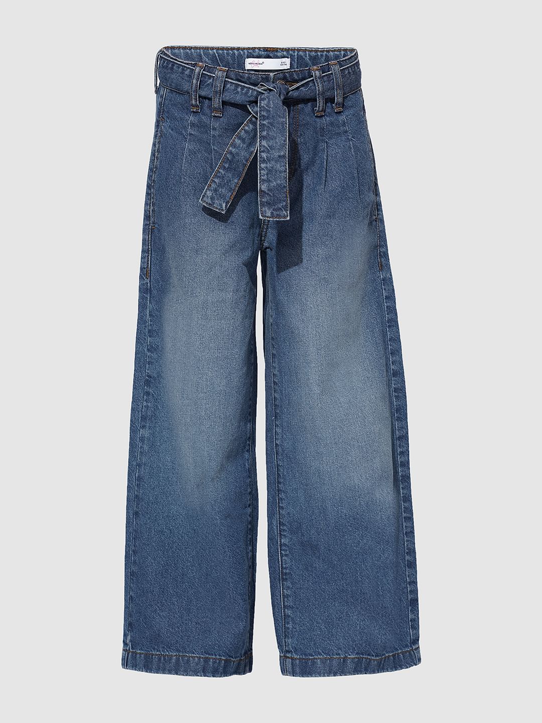 Girls Blue High Rise Wide Leg Jeans - Image 5