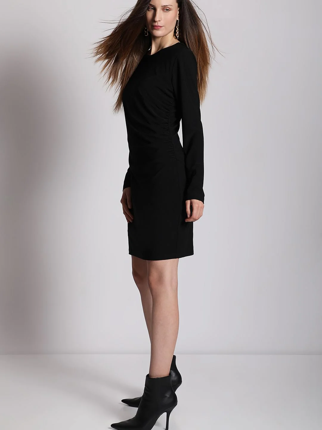 Black Full Sleeves Mini Dress