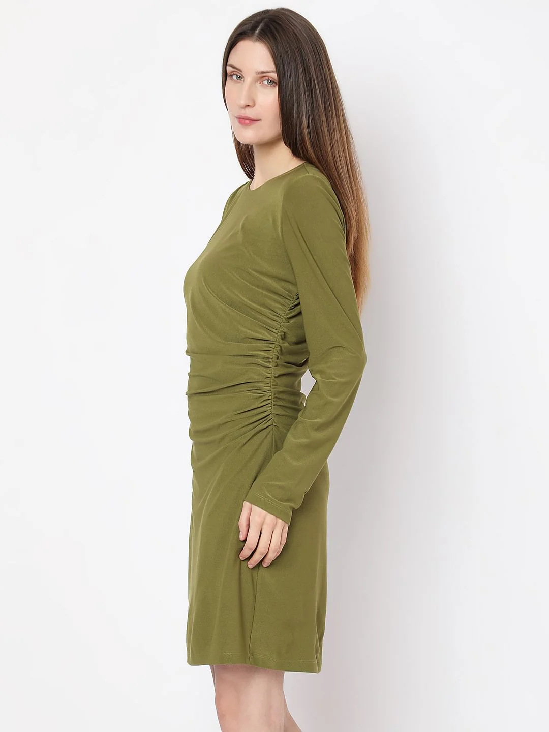Olive Full Sleeves Mini Dress - Image 3