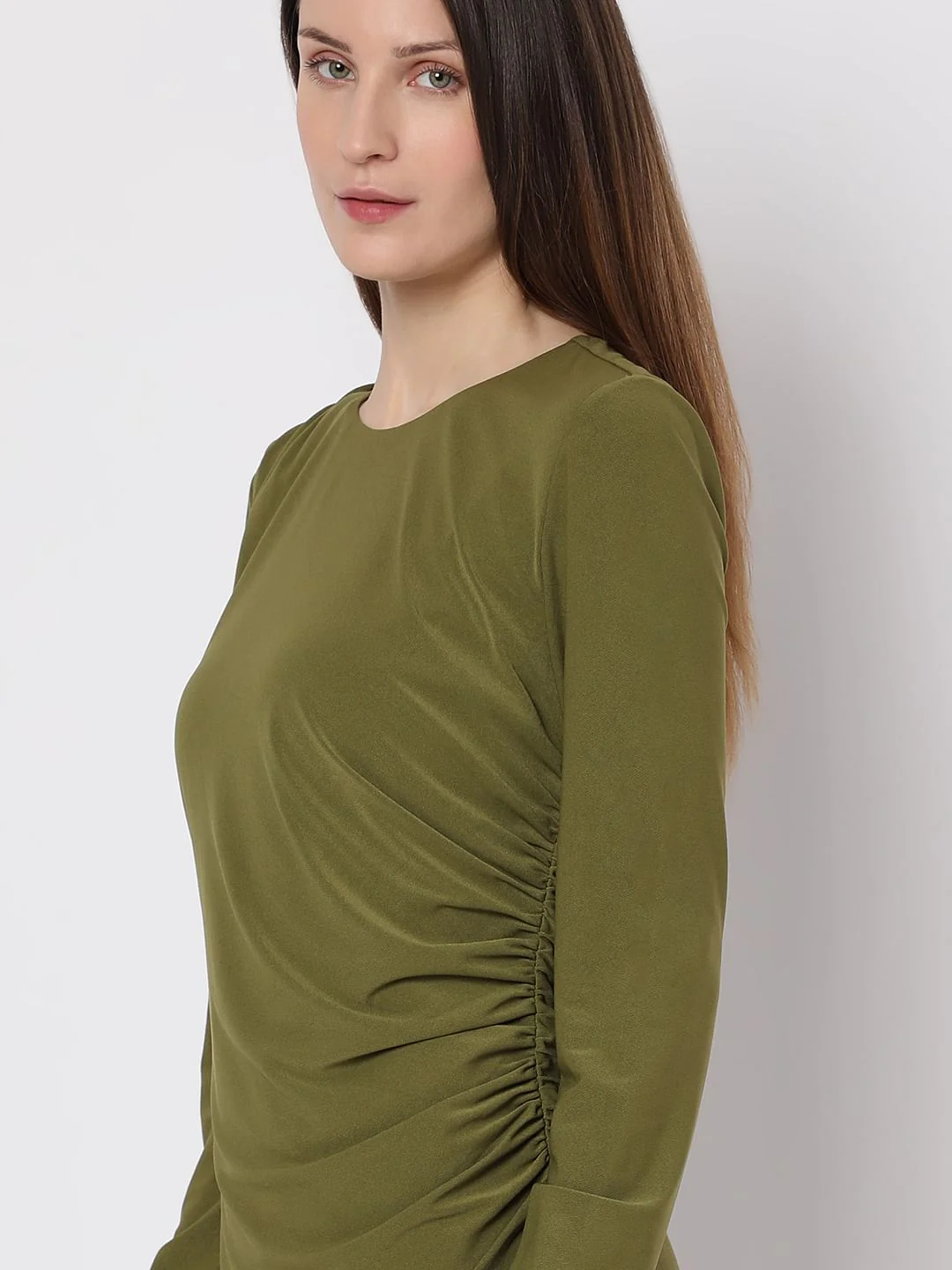 Olive Full Sleeves Mini Dress - Image 6