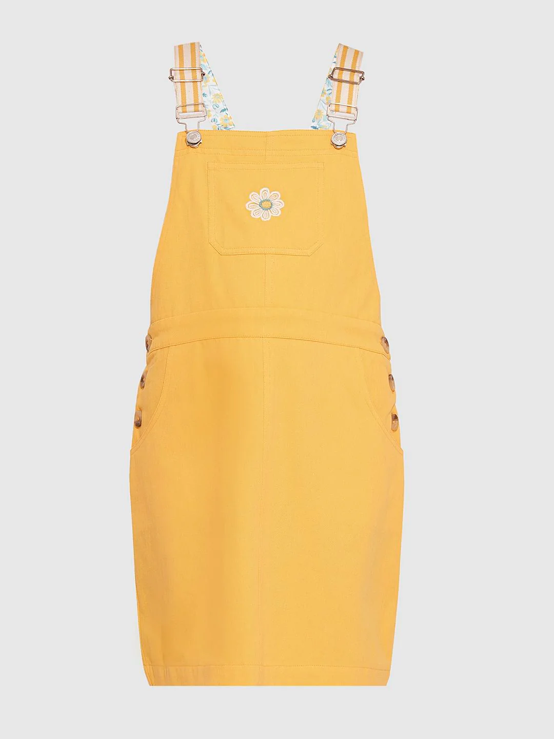 Girls Yellow Floral Dungaree - Image 6